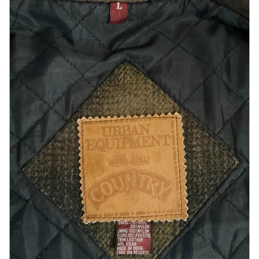 Urban Equipment Wool Plaid Barn Jacket Leather Collar Large Brown Grandpa‎ Core - Picture 5 of 8